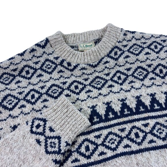 Vintage LL Bean Crewneck Fair Isle Sweater Mens Size XL Wool Blend Made In USA - Picture 4 of 8